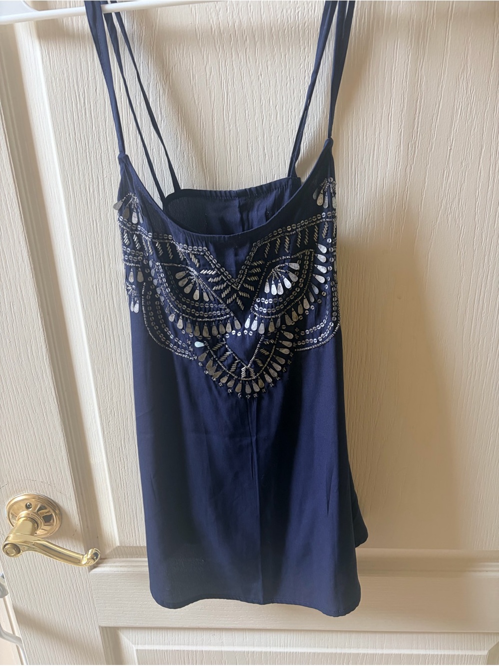 Abercrombie Navy Beaded Embellished Spaghetti Strap Women's Tank Top Size XS